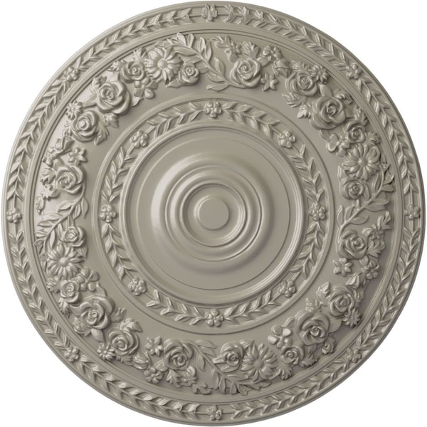 Ekena Millwork Rose Ceiling Medallion (Fits Canopies up to 13 1/2"), Hand-Painted Pearl White, 33 7/8"OD x 2 3/8"P CM33ROPWS - main